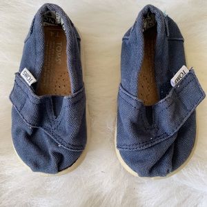 Toms Navy Blue Canvas Velcro 4T